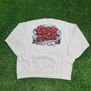 Vintage Fear-Not Christian Sweatshirt Large 23x25 Crop USA